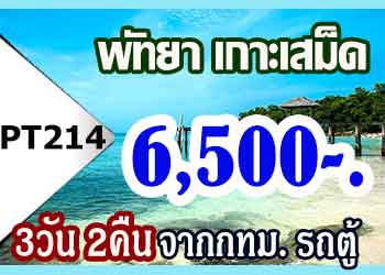 ทัวร์พัทยา เกาะเสม็ด 6,500 บาท จากกทม. รถตู้VIP