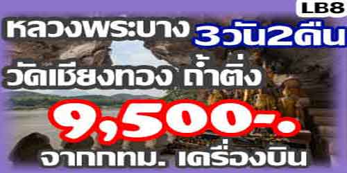 หลวงพระบาง วัดเชียงทอง ถ้ำติ่ง 9,500 บาท จาก กทม.เครื่องบิน