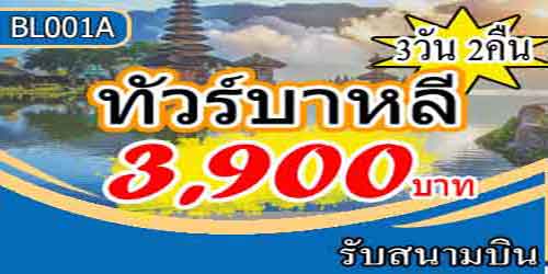 ทัวร์บาหลี ดานู อูบุด 3,900 บาท รับสนามบิน